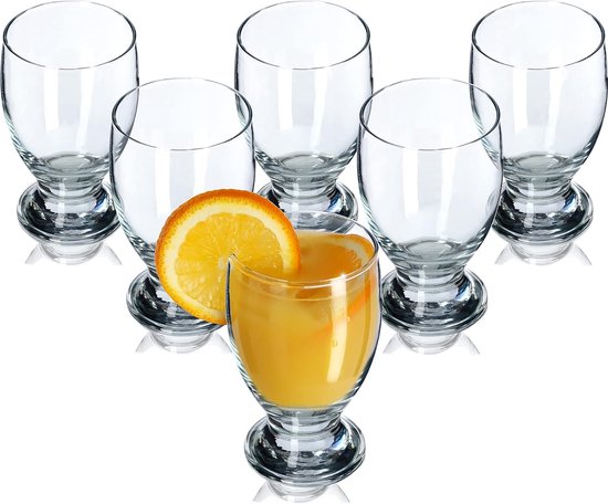 Verres à eau, lot de 6 verres décoratifs, verres transparents avec pied,  verres à jus... | bol