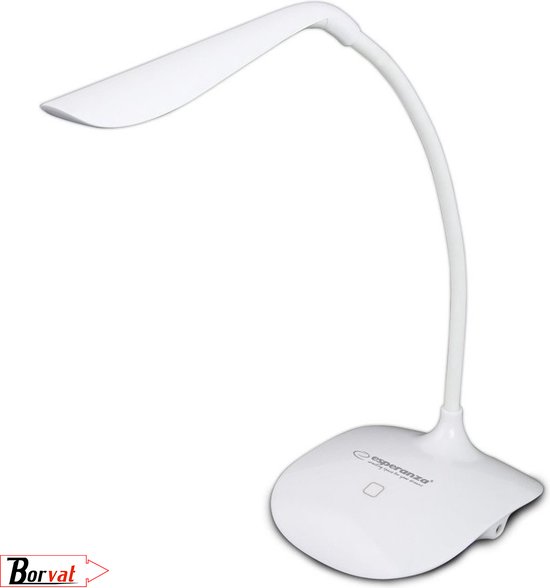 Borvat® | Compacte bureaulamp met flexibele arm | LED lamp | oplaadbare boeklam | BUREAULAMP | USB/BATTERIJ | LED | Touch Schakelaar | Wit
