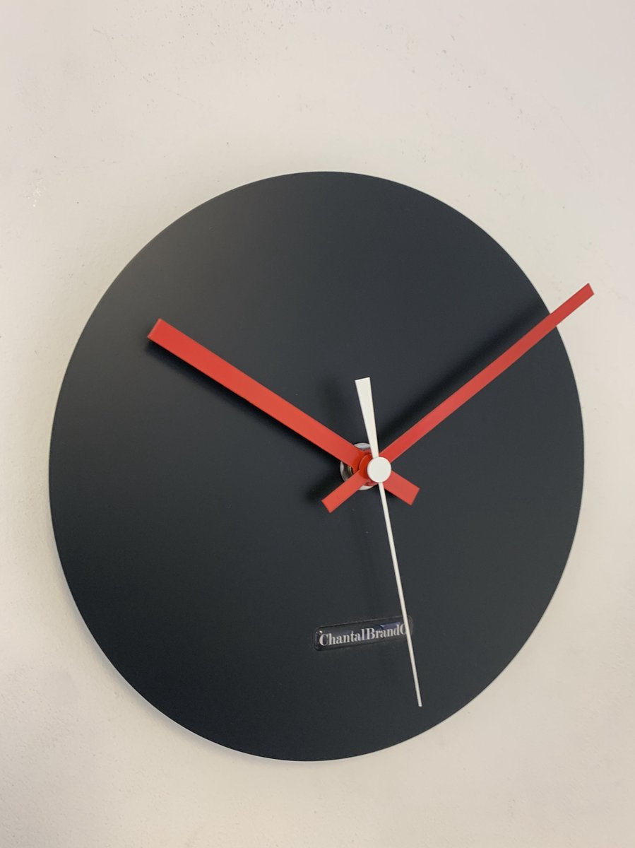 Wandklok CHANTALBRANDO -- ARGOS 24 BLACK - ZWART -- MODERN DESIGN -- MADE IN HOLLAND