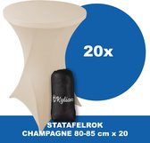 Statafelrok Champagne x 20 – ∅ 80-85 x 110 cm - Statafelhoes met Draagtas - Luxe Extra Dikke Stretch Sta Tafelrok voor Statafel – Kras- en Kreukvrije Hoes