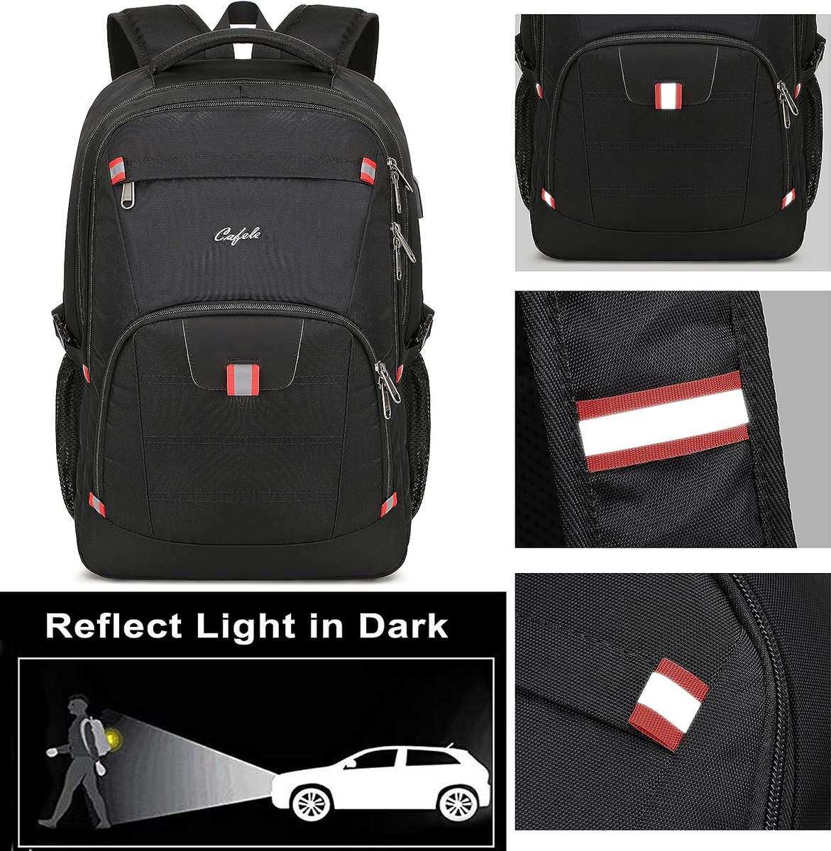 Sac à Dos 17.3 Pouces – Grande Capacité 30-49L, USB, Imperméable, Noir/gris, Made In France