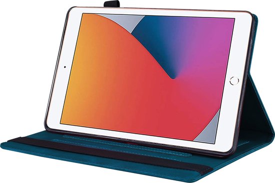 Case2go - Housse pour Apple iPad 10.2 (2021/2020/2019) - Business Wallet Book Case - Avec porte-carte - Blauw foncé