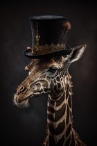 Klassieke Giraf met hoed poster - 100 x 140 cm