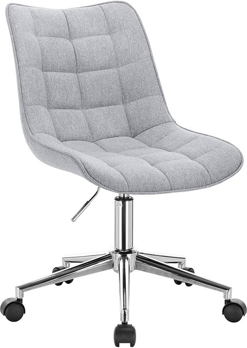 Ergonomische Bureaustoel Deluxe - Voor volwassenen - Linnen - Op wielen - Bureaustoel - Met voetsteun - Lichtgrijs - In hoogte verstelbaar