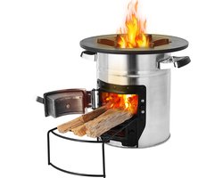 Camping Kachel - Rocket Stove RVS Winddicht - Wood Stove BBQ Grill - Draagbaar