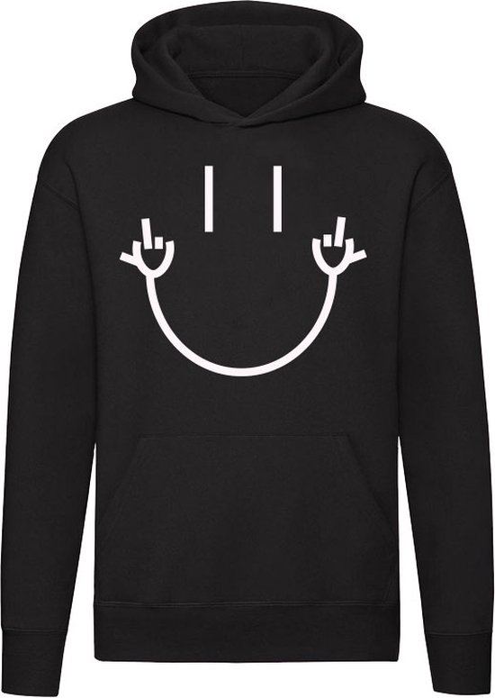Middlefinger Smiley Hoodie - smiley - humor - grappig - unisex - trui - sweater - capuchon