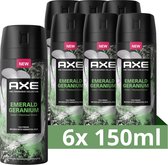 AXE Fine Fragrance Collection Emerald Geranium Premium Deodorant Bodyspray - 6 x 150 ml - Voordeelverpakking