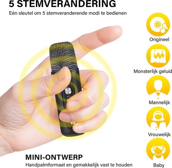 Karaoke - Microfoon - Karaoke set - Draadloze Bluetooth Party Speaker - 2 Microfoons - Draadloos van Aigostar — afbeelding 5