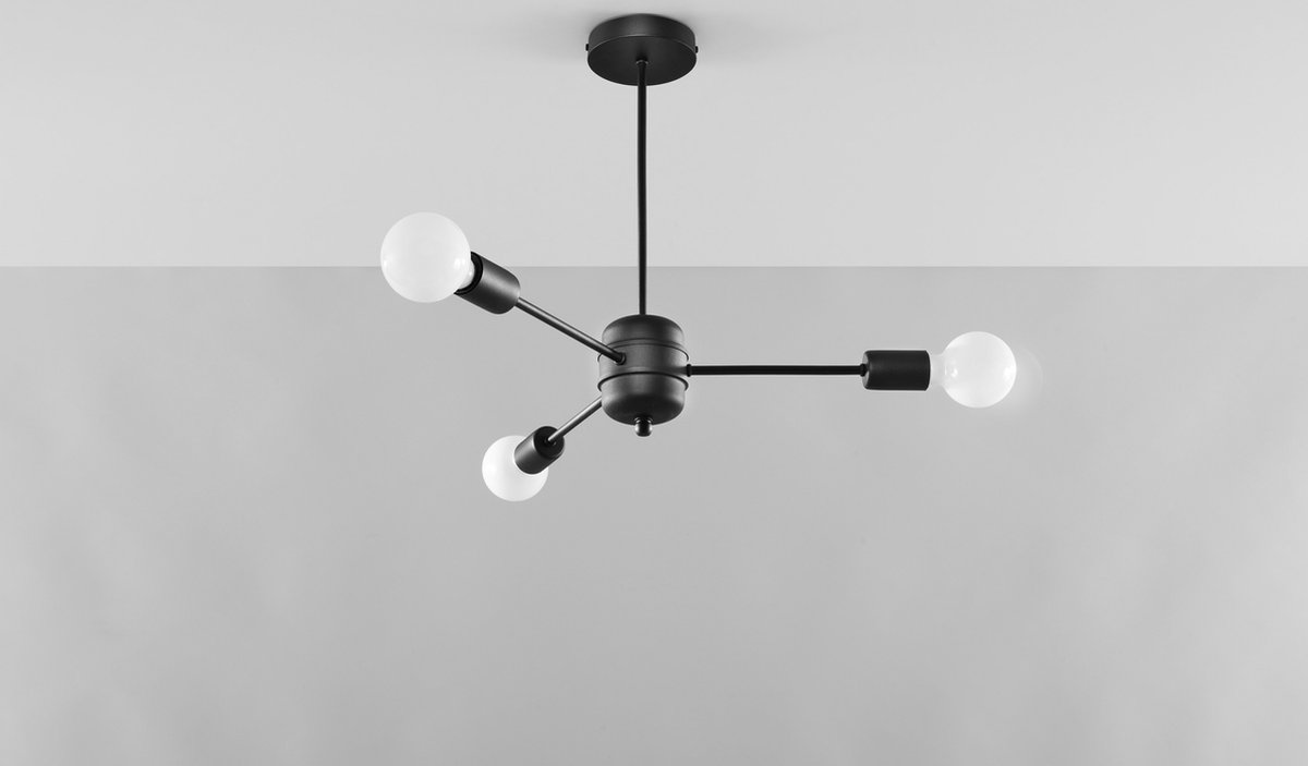 Kroonluchter Lango 3 - Plafondlampen - Hanglamp - E27 - Zwart