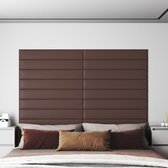 The Living Store Wandpanelen - Bruin - 90x15 cm - Duurzaam kunstleer - Warmte- en geluidsisolatie - DIY ontwerp - 12 stuks
