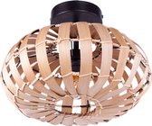 Bamboe plafondlamp naturel | 1 lichts | zwart / naturel | rotan / metaal | Ø 30cm | eetkamer / eettafel / woonkamer lamp | modern / landelijk design