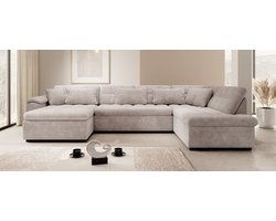 Meubella - Hoekbank Nicoreta - Beige ribstof - Links