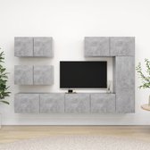 The Living Store TV-meubelset Hangend - Betongrijs - Spaanplaat - 80x30x30cm / 30.5x30x90cm / 60x30x30cm - Montage vereist - 6-delige