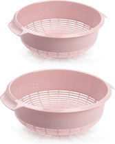 Plasticforte Passoire/tamis de Cuisine - set 2x - plastique - rose clair - dia 23 et 27 cm