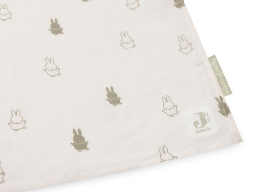 Jollein x Nijntje - Hydrofiele Doek Large 115x115cm - Inbakerdoek, Spuugdoekjes, Baby Doeken - Zacht Katoen - Happy Miffy - Olive Green - 2 Stuks van Jollein — afbeelding 3