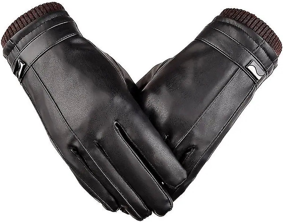 gants 100% cuir véritable noir pour homme Moto Tactile Hiver Chauffante  Laine