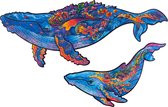 UNIDRAGON Houten Puzzel Voor Volwassenen Dier - Melkachtige Walvissen - 172 stukjes - Medium 33x20 cm