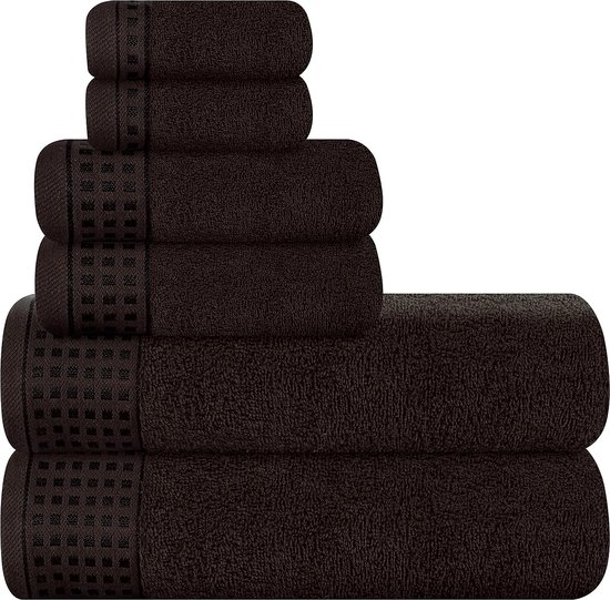 Ultrazachte katoenen handdoekenset van 6 stuks, inclusief 2 extra grote badhanddoeken 70 x 140 cm, 2 handdoeken 40 x 60 cm en 2 wasbedden 30 x 30 cm, milieuvriendelijk en 100% recyclebaar, bruin
