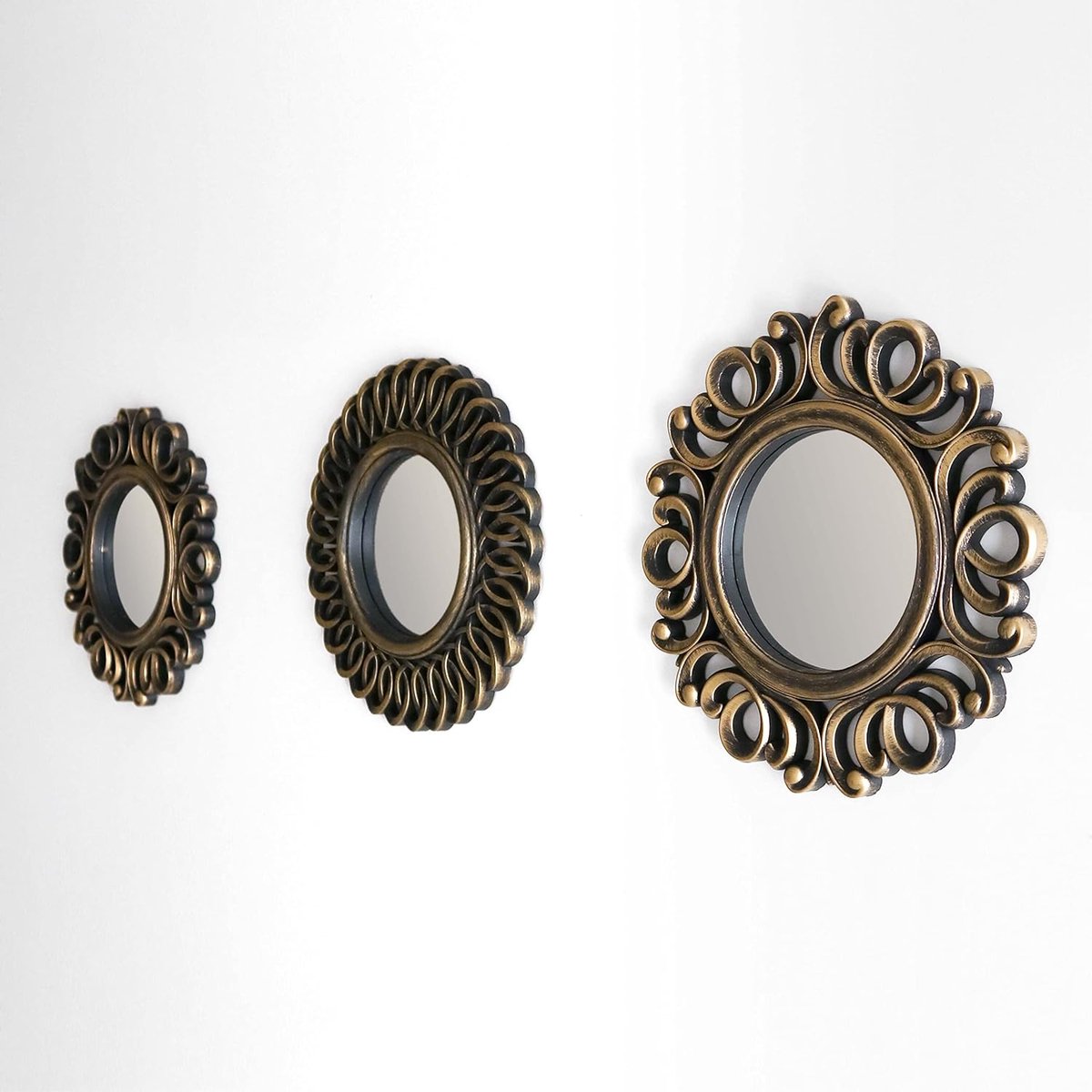 Lot de 3 Miroirs Murale Rond Doré pour Decoration Murale dans Maison, Salon  et Chambre Cadeau Femme et Maman Miroir