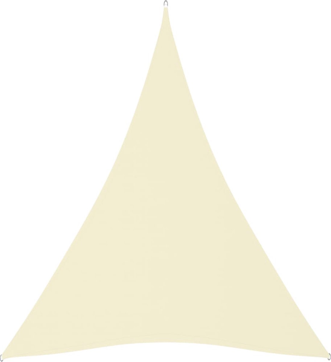 Cream-colored triangular outdoor parasol made of oxford fabric, 3x4x4 meters - The Living Store brand.