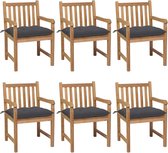 The Living Store Ensemble de chaises de jardin - Bois de teck - 58 x 60 x 90 cm - kussen anthracite