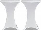 The Living Store Housse de table debout - tissu extensible - blanc - convient jusqu'à 120 cm - 4 pièces
