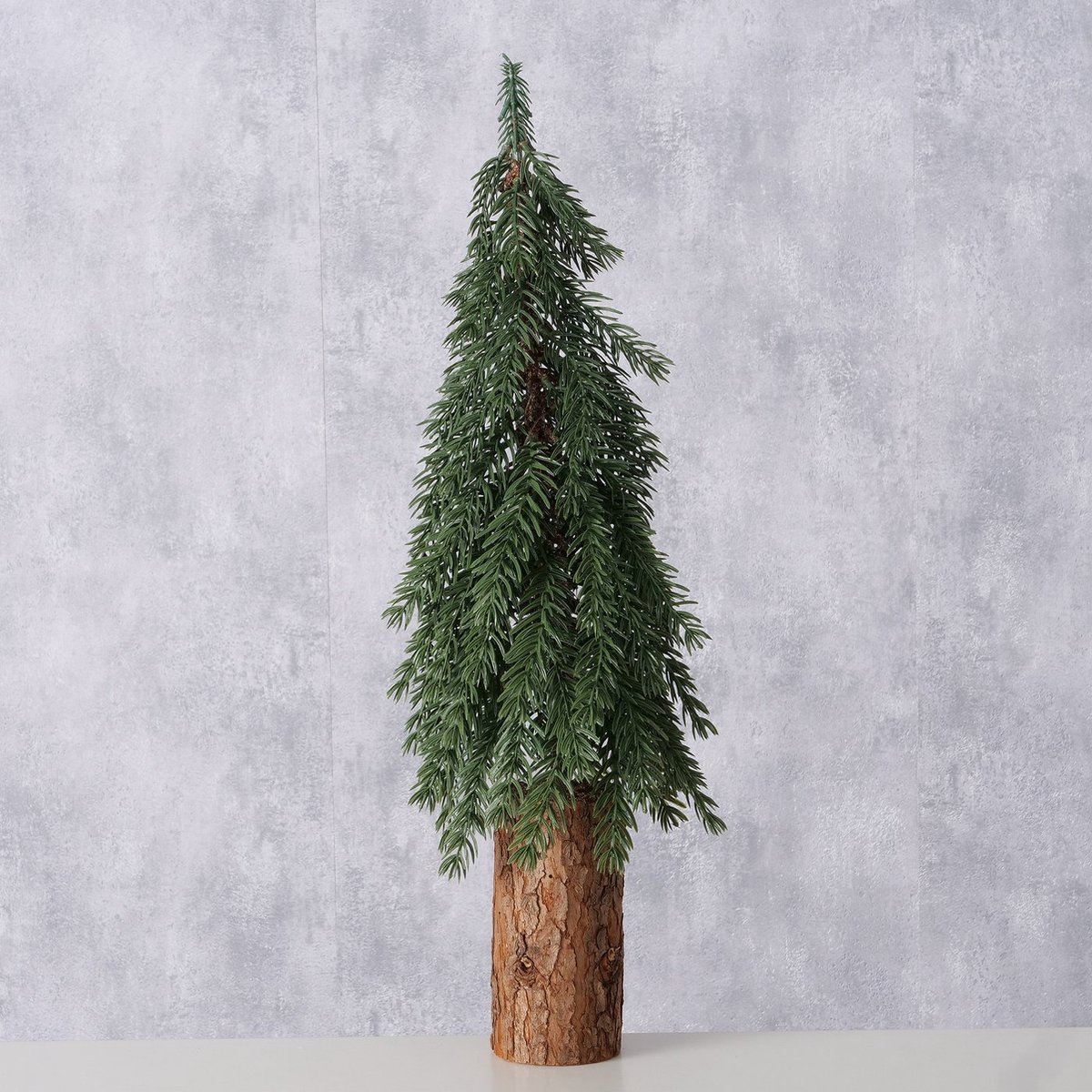 Mini kunst kerstboom op houten voet 56 cm hoog 18 cm diameter groen
