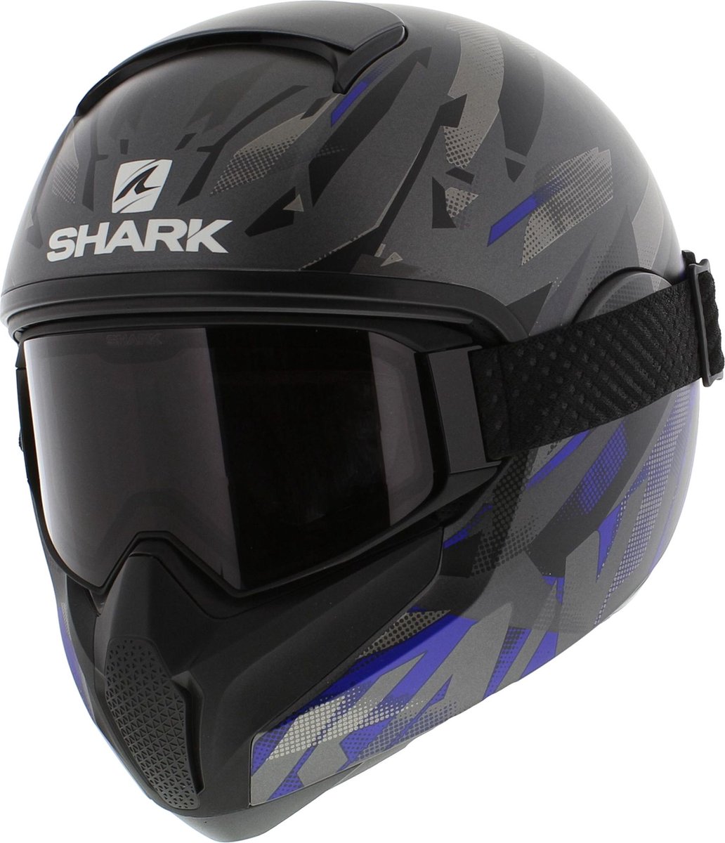 Shark Vancore 2 helm Kanhji mat antraciet blauw zwart XS - Motorhelm / Scooterhelm