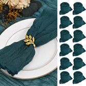 30 stuks gaas kaasdoek servet, vintage Boho hand geverfd katoen vierkant 50cm gerimpeld servet kaasdoek servet-donker groenblauw