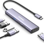 AKONIC USB-C HUB - Docking Station - HDMI 4K ULTRA HD - USB-C Power Delivery 100W - USB-A 3.0 - Uitbreiding Poorten - ZILVER - voor HP, Microsoft, Samsung, DELL, Asus, MSI, Acer, Lenovo, Medion, Sony etc.