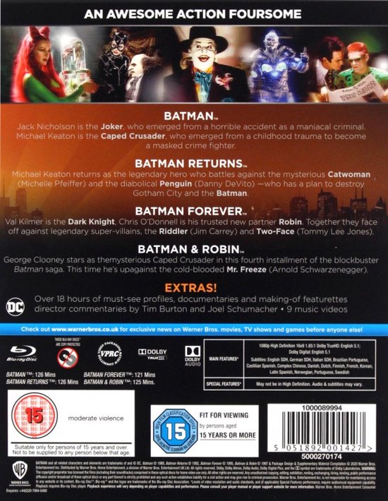 Batman: The Motion Picture Anthology 1989 - 1997 (Blu-ray) (Import