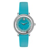 Versace Greca Flourish VE7F00123 Horloge - Leer - Blauw - Ø 35 mm