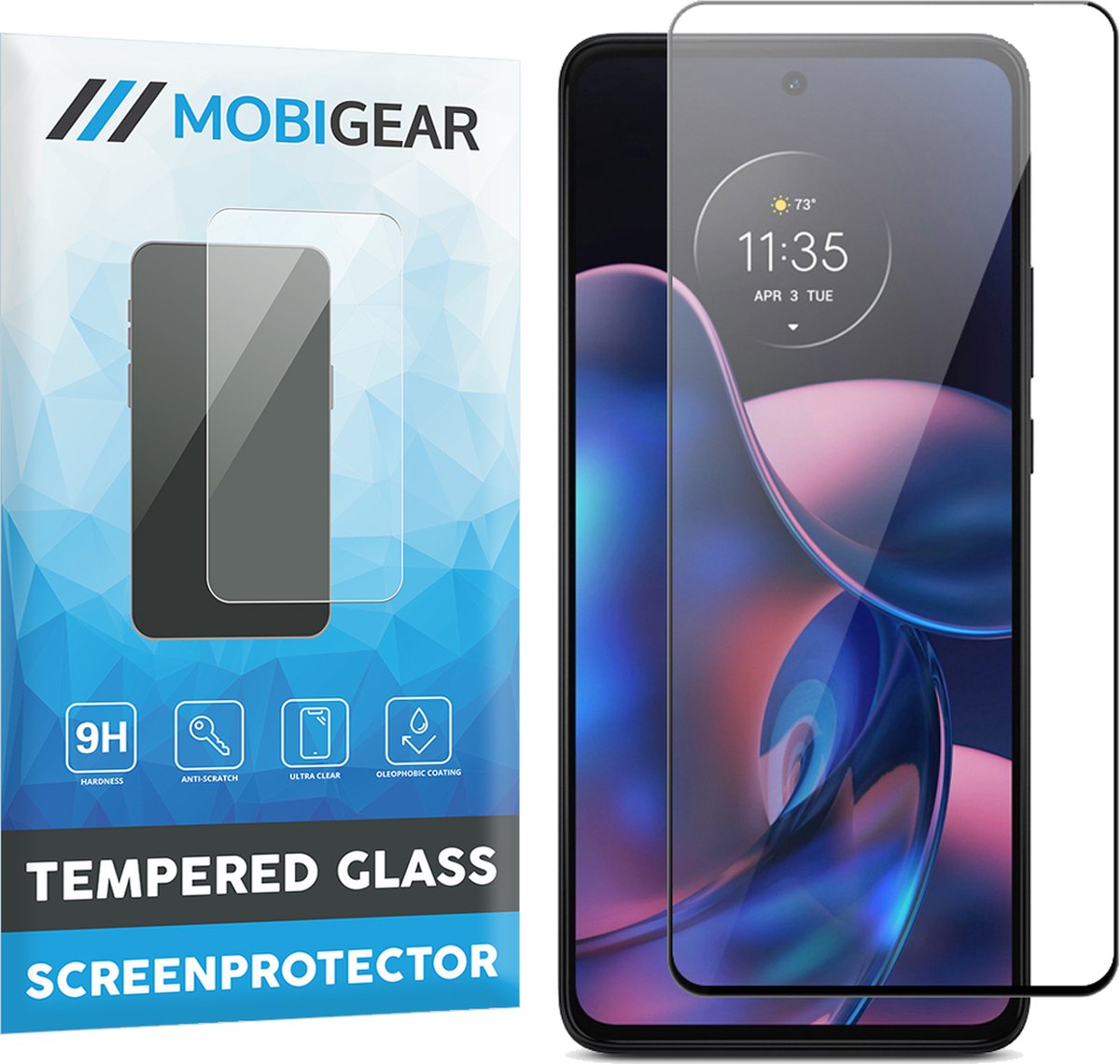 Mobigear Screenprotector geschikt voor Motorola Edge (2022) Glazen | Mobigear Premium Screenprotector - Case Friendly - Zwart