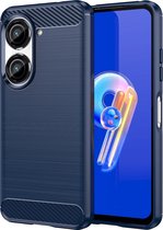 Mobigear Hoesje geschikt voor ASUS Zenfone 10 Telefoonhoesje Flexibel TPU | Mobigear Brushed Slim Backcover | Zenfone 10 Case | Back Cover - Blauw