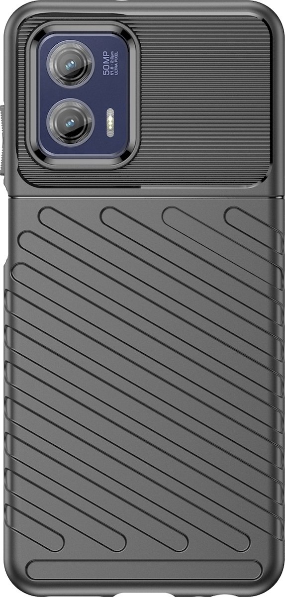 Mobigear Hoesje geschikt voor Motorola Moto G73 5G Telefoonhoesje Flexibel TPU | Mobigear Groove Backcover | Moto G73 5G Case | Back Cover - Zwart
