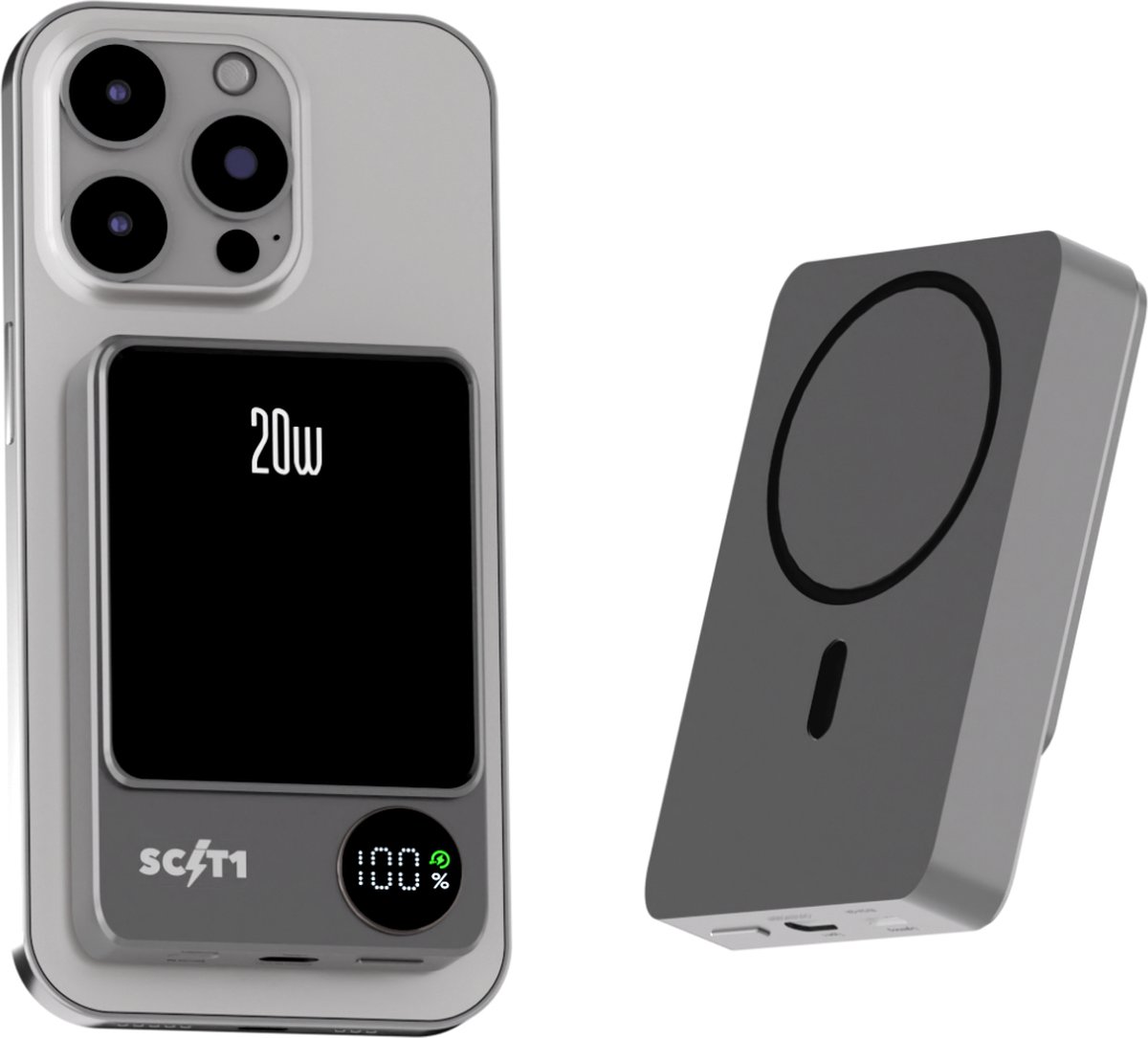SCIT1 - Powerbank - Magsafe - snellader - met 10.000mAh- LED-display - Geschikt voor Iphone, Samsung en meer - 12 maanden garantie