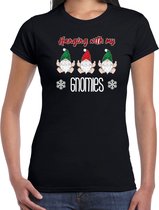 Bellatio Decorations fout kersttrui t-shirt dames - Kerst kabouter/gnoom - zwart - Gnomies XS