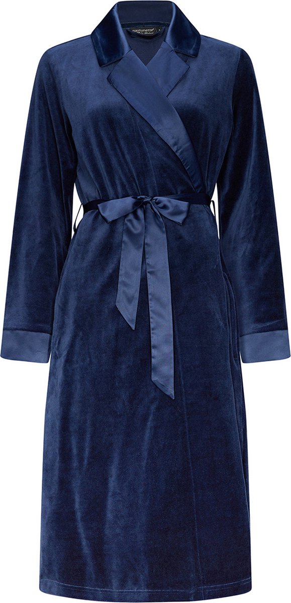 Luxe velours dames overslag badjas 'blue beauty'