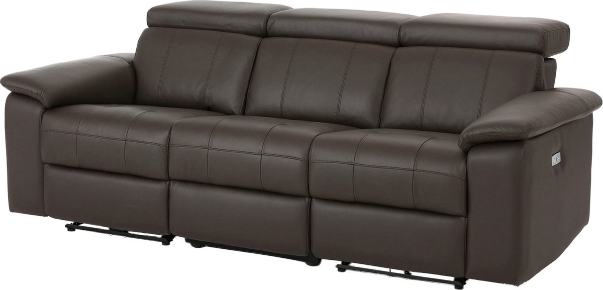 Tanaro-Sofa 3-zitter met elektrische functie in LeatherPU Brown