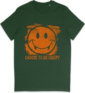 T Shirt Jongens Meisjes - Halloween Smiley - Groen - Maat 128