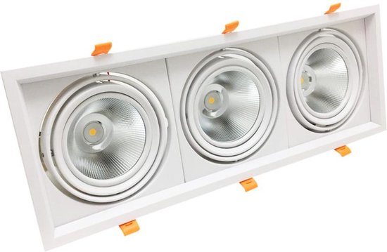 Drievoudig verzonken AR111 verstelbare ondersteuningsset met 3 20W LED-lampen - Wit licht - Overig - wit - Wit Neutre 4000K - 5500K - SILUMEN