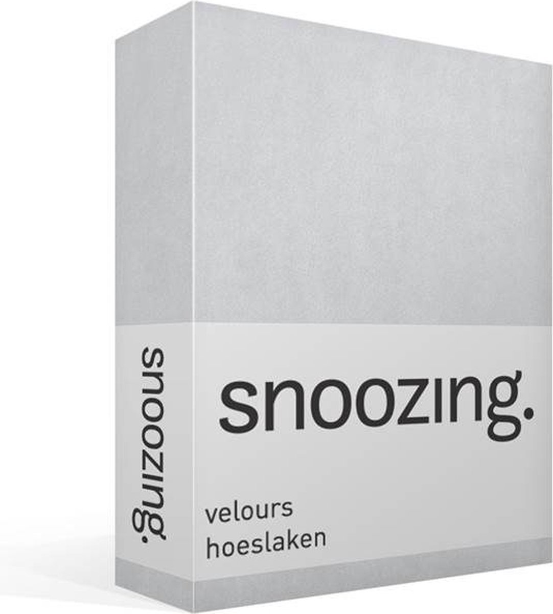 Snoozing velours hoeslaken - Tweepersoons - Grijs