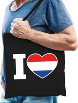 Sac hollandais en coton I love Holland noir - 10 litres - sac cadeau pays Pays-Bas