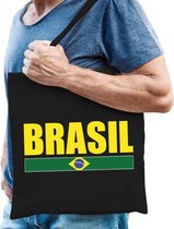 Katoenen Brazilie supporter tasje Brasil zwart - 10 liter - Braziliaanse supporter cadeautas