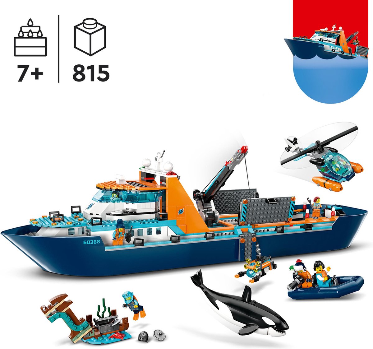 LEGO City Poolonderzoeksschip Groot Drijvend Boot Speelgoed Set voor Kinderen 7+ - 60368 — afbeelding 21