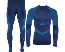 Thermoset - Thermo Ondergoed Heren - Naadloos - Blauw - Maat M/L | Thermo Kleding Set