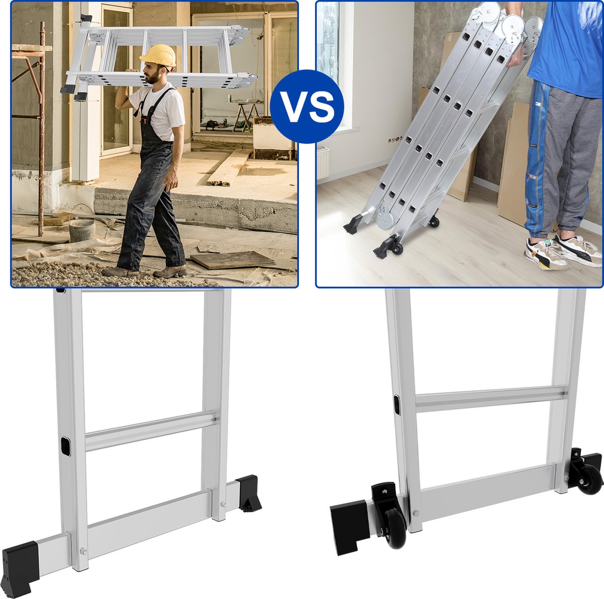 Vouwladder Multifunctionele ladder 4x5 Telescopische ladder Verlengladder Leunladder Aluminium ladder – foto 5
