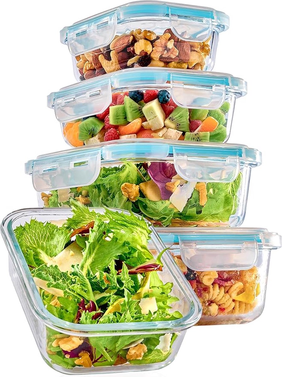 Voedselopbergcontainers - Set of Glass Food Storage Containers