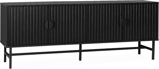 sweeek - Tv-meubel, gegroefd houtkleurig decor, bazalt