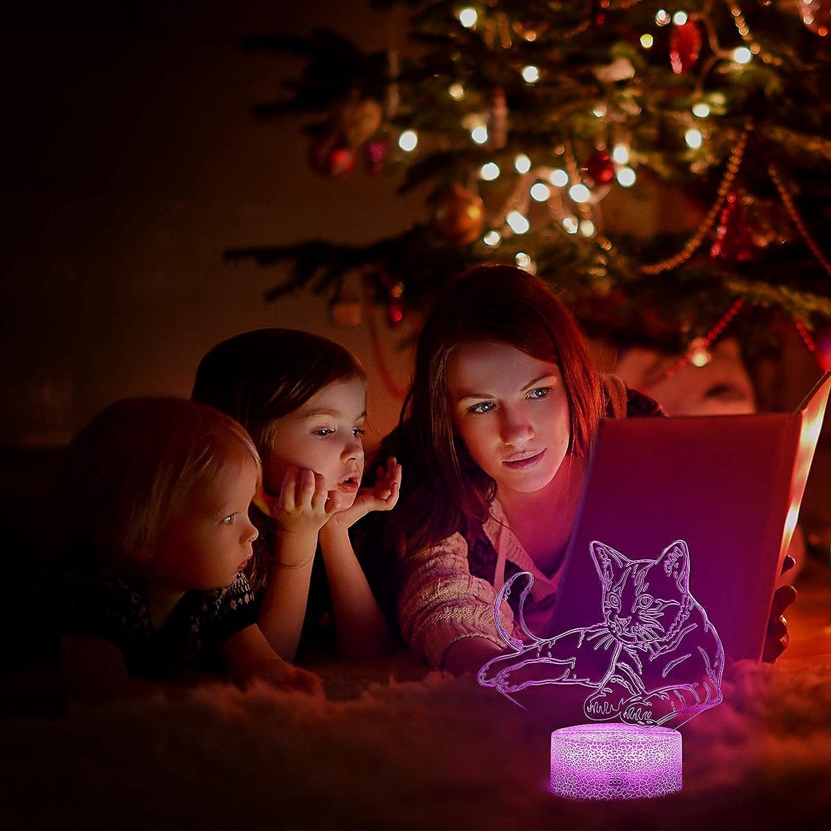 Lampeez Cat Night Light, lampe 3D Illusion pour enfants 16 couleurs qui  change avec télécommande Chambre d'enfant décor de Noël